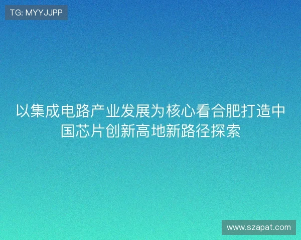 以集成电路产业发展为核心看合肥打造中国芯片创新高地新路径探索